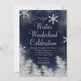 Zilveren blauwe sneeuwvlok corporate winter wonder kaart