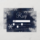 Zilveren blauwe sneeuwvlok trouwfeest RSVP wonderl (Voorkant / Achterkant)