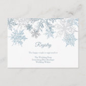 Zilveren Blauwe Sneeuwvlokken Winter Bruiloft Regi Informatiekaartje (Voorkant)