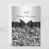 Zilveren Bloem Blad 25e Huwelijksjubileum Uitnodig Kaart (Voorkant)