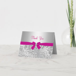 Zilveren Bloemen Werveltje & Boog roze Bedankt Car