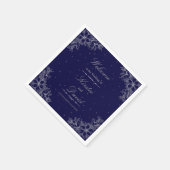 Zilveren  bloemenbruiloft servet (Hoek)