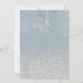 Zilveren bloemenglitter stoffig blauw script bruil kaart (Achterkant)