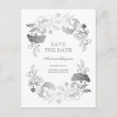Zilveren bloemenkrans | Pioenen Bewaar de datum Aankondigingskaart (Voorkant)