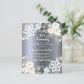 Zilveren bloemetjes 25e huwelijksverjaardag uitnod (Staand voorkant)