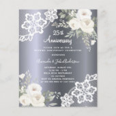Zilveren bloemetjes 25e huwelijksverjaardag uitnod (Voorkant)