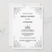 Zilveren  bloemhoeken tiara minimalist kaart (Voorkant)