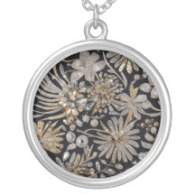 Zilveren Bloemige Elegantie Ronde Hanger Ketting