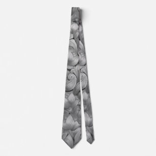 Zilveren Bloesem Elegantie Print (AI + Human) Stropdas