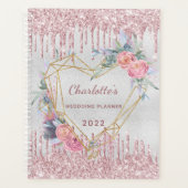 Zilveren blos roze glitter bruiloft planner (Voorkant)