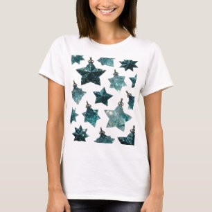 Zilveren BLUE STAR ORNAMENTS opvallende custom T-s T-shirt