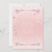 Zilveren Blush Roze Rozen Waterverf Quinceanera Kaart (Achterkant)
