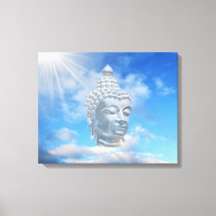 zilveren boeddha in de lucht canvas afdruk