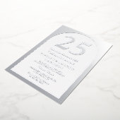 Zilveren Boog 25e Huwelijksjubileum Zilver Folie Uitnodiging (Gedraaid)