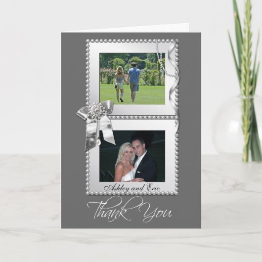 Zilveren Boog Fotolijst Trouw Dankkaarten Bedankkaart (Voorkant)
