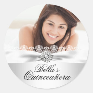 Zilveren Boog & Kant Quinceanera Sticker