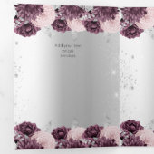 Zilveren bordeaux bloemen zakelijke brochure drieluik kaart (Binnenzijde eerst)