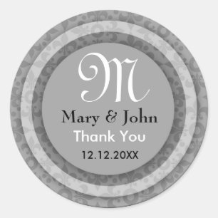 Zilveren Bride&Groom Dank u Monogram Afdichtingen Ronde Sticker