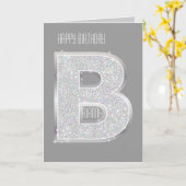 Zilveren Brief B Kaart (Gele Bloem)