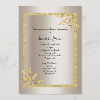 Zilveren bronzen goudblad ELEGANT CLASSY WEDDING Kaart