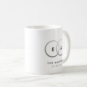 Zilveren bruiloft Bands Monogram met Datum Koffiemok (Voorkant rechts)