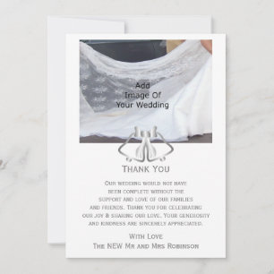 Zilveren bruiloft Bedankt Card Bells en Ribbon