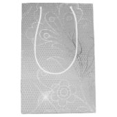 Zilveren Bruiloft met Bloemen Kant Medium Cadeauzakje (Voorkant)