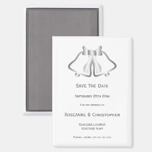 Zilveren bruiloft Save the Date Magneet Bells Ribb