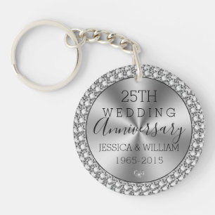 Zilveren bruiloft zilver en sparkles sleutelhanger