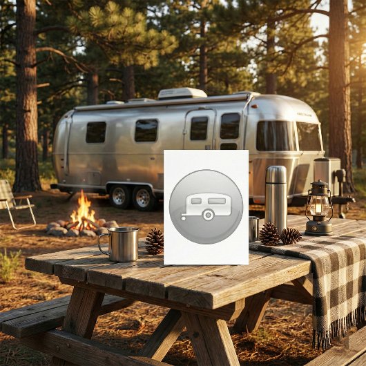 Zilveren camper trailer icoon minimalistische RV Kaart