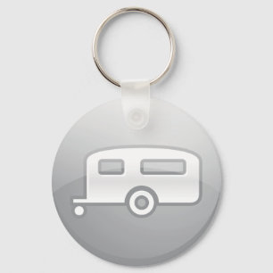 Zilveren camper trailer icoon minimalistische RV Sleutelhanger
