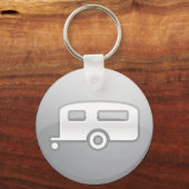 Zilveren camper trailer icoon minimalistische RV Sleutelhanger (Voorkant)