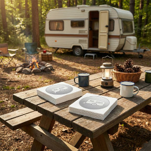 Zilveren camper trailer pictogram minimalistische servet