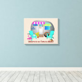 Zilveren Camper Welkomstnaam Stretched Canvas Prin (Insitu (Houten vloer))