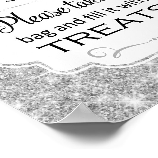 Zilveren Candy Buffet Feest Poster (Hoek)