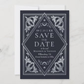 Zilveren Celestial Art Nouveau Tarot Gothic Foto Save The Date (Voorkant)