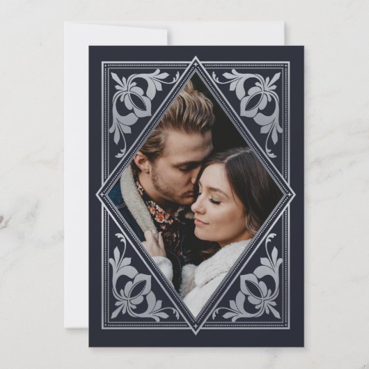 Zilveren Celestial Art Nouveau Tarot Gothic Foto Save The Date (Achterkant)