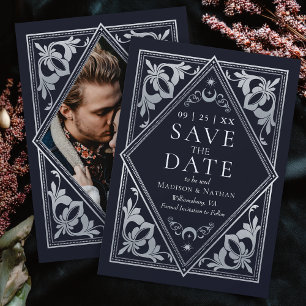 Zilveren Celestial Art Nouveau Tarot Gothic Foto Save The Date
