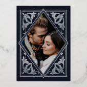 Zilveren Celestial Tarot Gothic Photo Save the Dat Folie Uitnodiging (Achterkant)