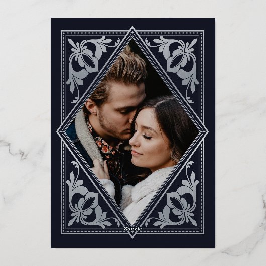 Zilveren Celestial Tarot Gothic Photo Save the Dat Folie Uitnodiging (Achterkant)