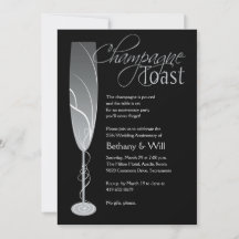Zilveren champagne toast uitnodiging