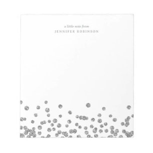 Zilveren Chic Glam Nep Glitter Confetti met naam Notitieblok