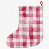 Zilveren  Chic Pink Plaid Stripes Kerst Grote Kerstsok (Achterkant)
