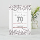 Zilveren Confetti Glitter-Stijl 70ste Verjaardag Kaart (Staand voorkant)
