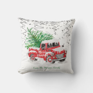 Zilveren confetti, Kerst Rode Truck Dennengehakt S Kussen