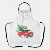 Zilveren Confetti, kerstrode driekleurenboom sneeu Schort (Voorkant)