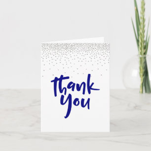 Zilveren Confetti/Navy 2 Typografie Moderne Bedank Bedankkaart