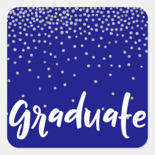 Zilveren Confetti Over Navy Moderne "Gradatie" Typ Vierkante Sticker