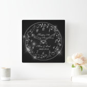 Zilveren Confetti,Zwarte 50ste Huwelijksverjaardag Vierkante Klok (Huis)