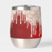 Zilveren Crimson Rode Glitter Drips Monogram (Voorkant)